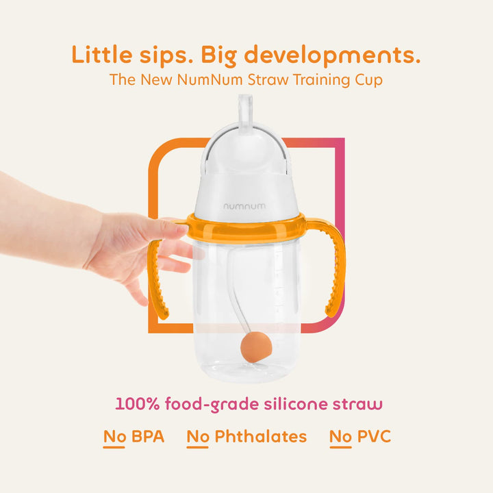 Weighted Straw Cup for Infant, 6-12 months &amp; Toddler - Expert Endorsed 7oz Training Baby Cups w/Removable Handles - Easy to Use Self Feeding &amp; Babies Drinking Skills - 100% Food-Grade Silicone