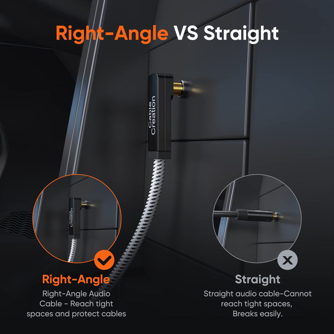 3.5mm Audio Cable(3FT/0.9M), 90 Degree Right Angle 4-Conductor TRRS 3.5mm Stereo Aux Cable with Microphone for Car Headphones,Speaker,Tablets,Laptops,Smart Phones