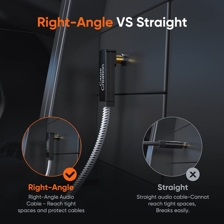 3.5mm Audio Cable(3FT/0.9M), 90 Degree Right Angle 4-Conductor TRRS 3.5mm Stereo Aux Cable with Microphone for Car Headphones,Speaker,Tablets,Laptops,Smart Phones