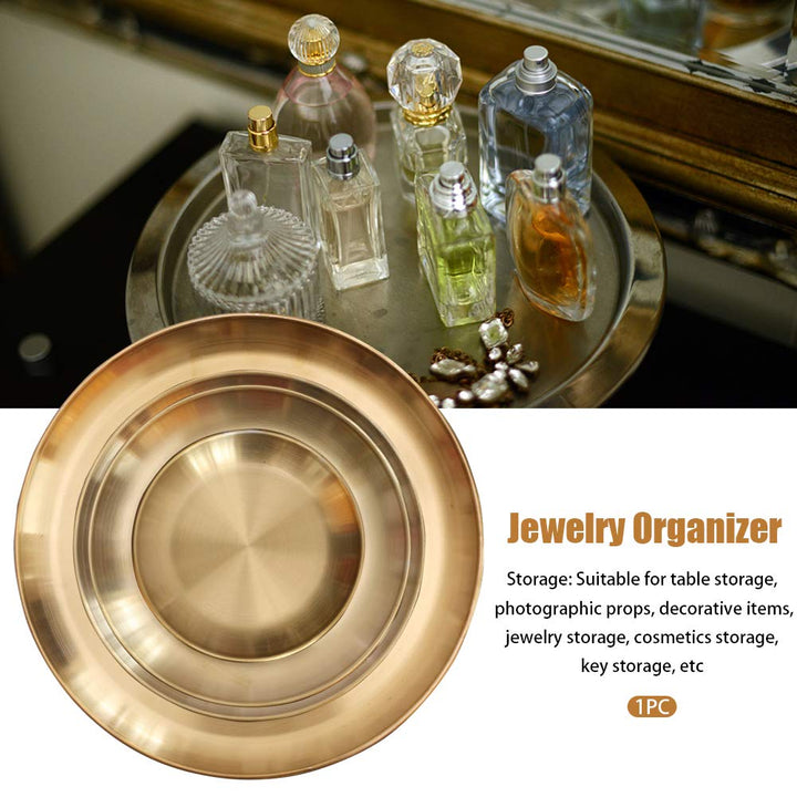 Round Brass Tray,Retro Plate Table Decor Easy Clean Sta