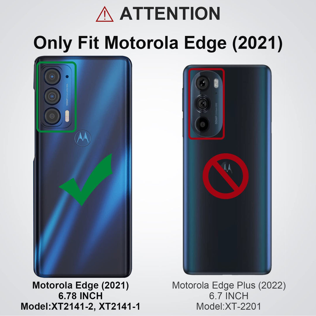 for Motorola Edge 2021 / Motorola Edge 5G UW Case: Heavy Duty Shockproof Protective Phone Case - Anti-Slip Textured Hard Cover + Soft Silicone Rubber Bumper, Military Armor Case - Black