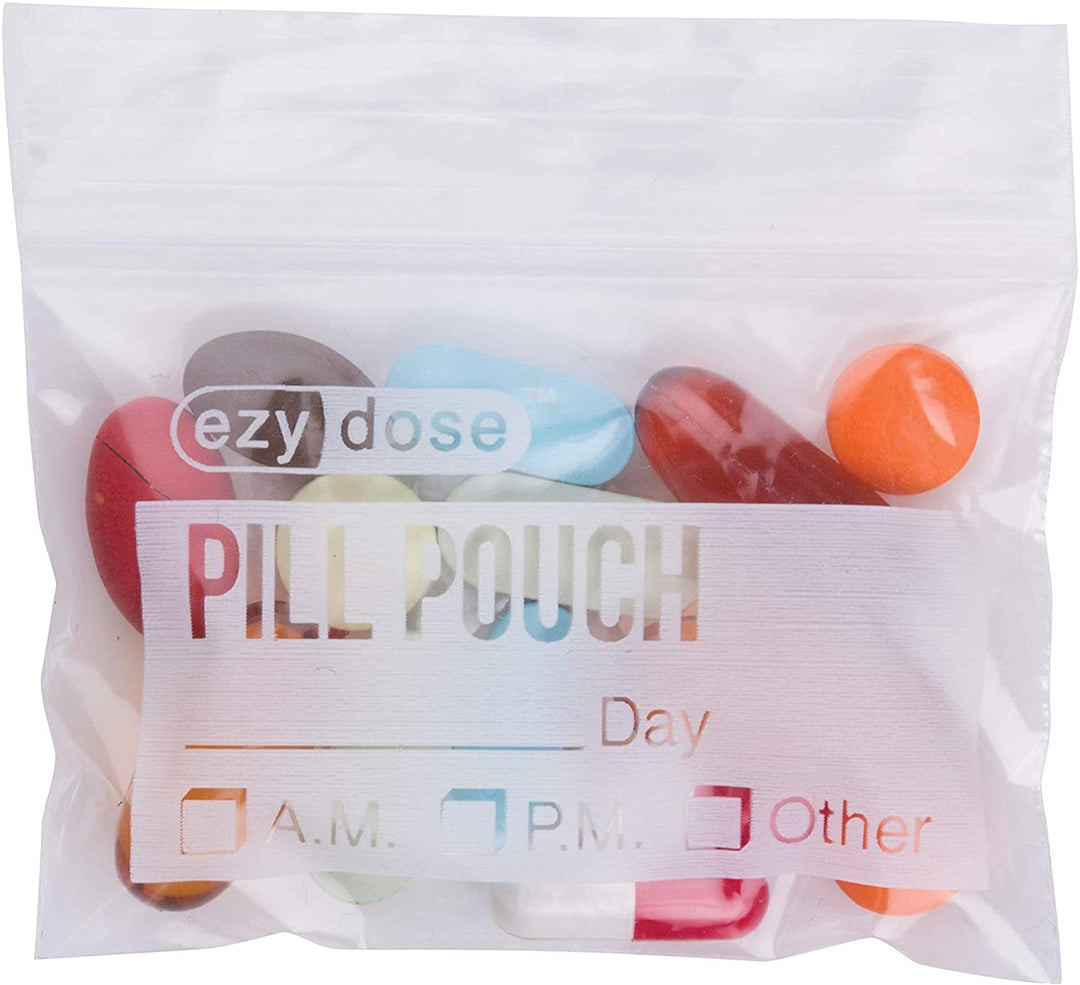 EZY DOSE Disposable Pill, Vitamin, and Medicine Organizer Pouches, Zippered Seal Bags, Pocket Sized and Travel Friendly, Easy to Use, 100 Count, BPA Free
