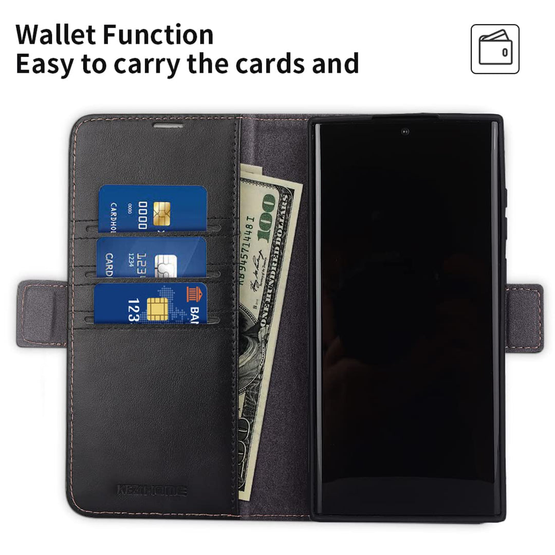 KEZiHOME Galaxy S22 Ultra Case, Genuine Leather [RFID B