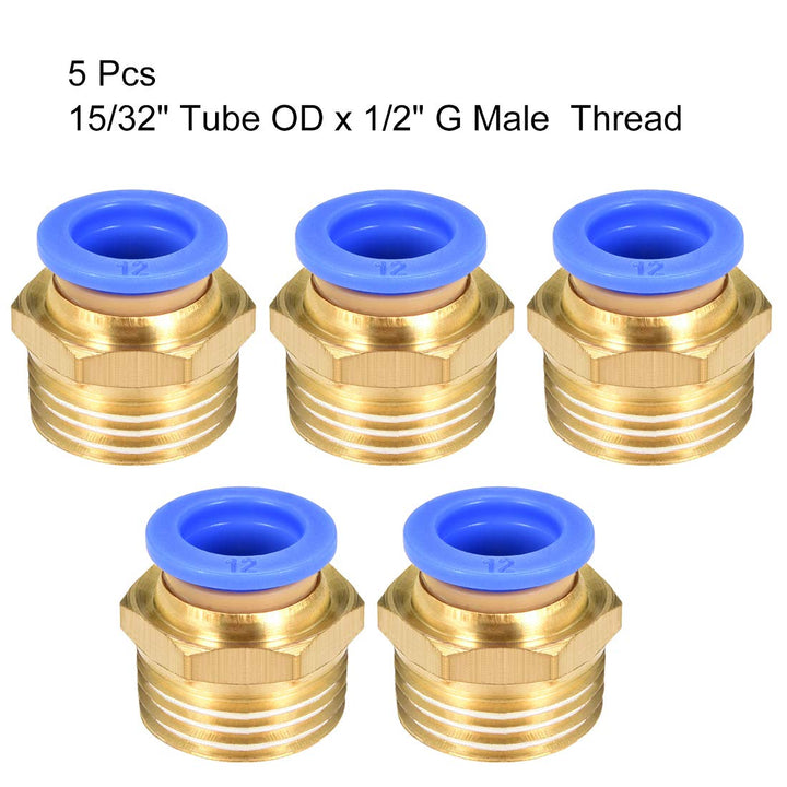 Straight Pneumatic Push to Quick Connect Fittings G1/2 Male x 12mm Tube OD 5pcs