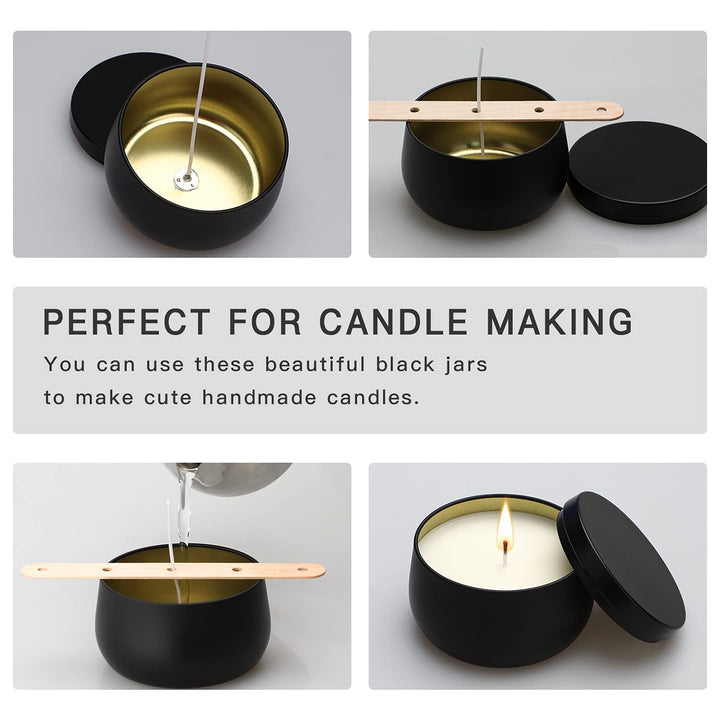 Candle Tin Cans 24 Pieces,Candle Containers Candle Jars with Lids, 8 oz, for Candles Making, Arts &amp; Crafts, Storage, and Gifts, Black