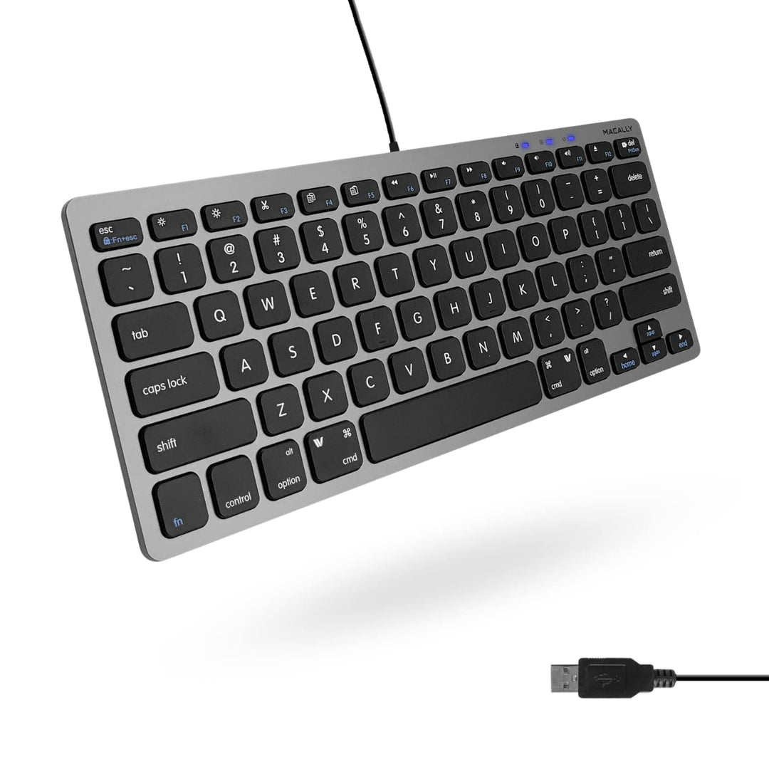Macally Small USB Wired Keyboard for Mac and Windows - 