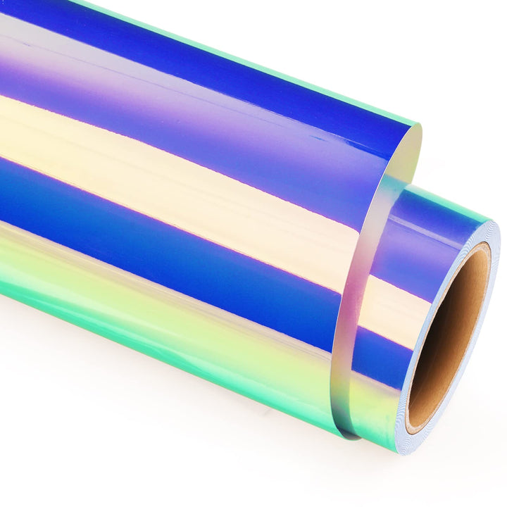 Vista Blue Holographic Opal Vinyl - 12 Inch X 6 Feet Blue Vinyl Permanent for Home Decoration, Opal Hyacinth Blue