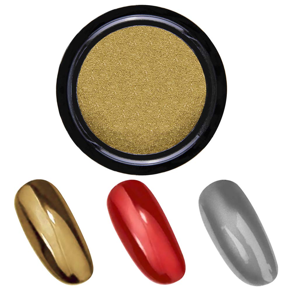 14 Jars Chrome Nail Powder Metallic Nail Art Powder Mirror Effect Manicure Chrome Powder 14 Colors Nail Powders with 14 Pcs Eyeshadow Sticks, 1g/Jar