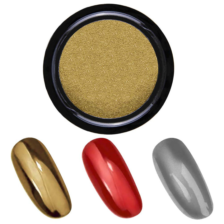 14 Jars Chrome Nail Powder Metallic Nail Art Powder Mirror Effect Manicure Chrome Powder 14 Colors Nail Powders with 14 Pcs Eyeshadow Sticks, 1g/Jar