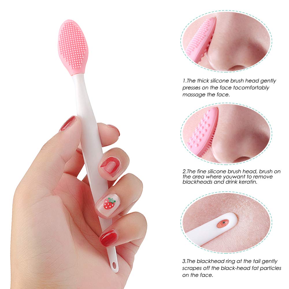 Set of 8, Beauty Tool Brush Set, 4 Silicone Face Scrubbers Exfoliating Brushes Facial Cleaning Brushes, 2 Silicone Exfoliating Lip Scrub Brushes and 2 Silicone Brushes