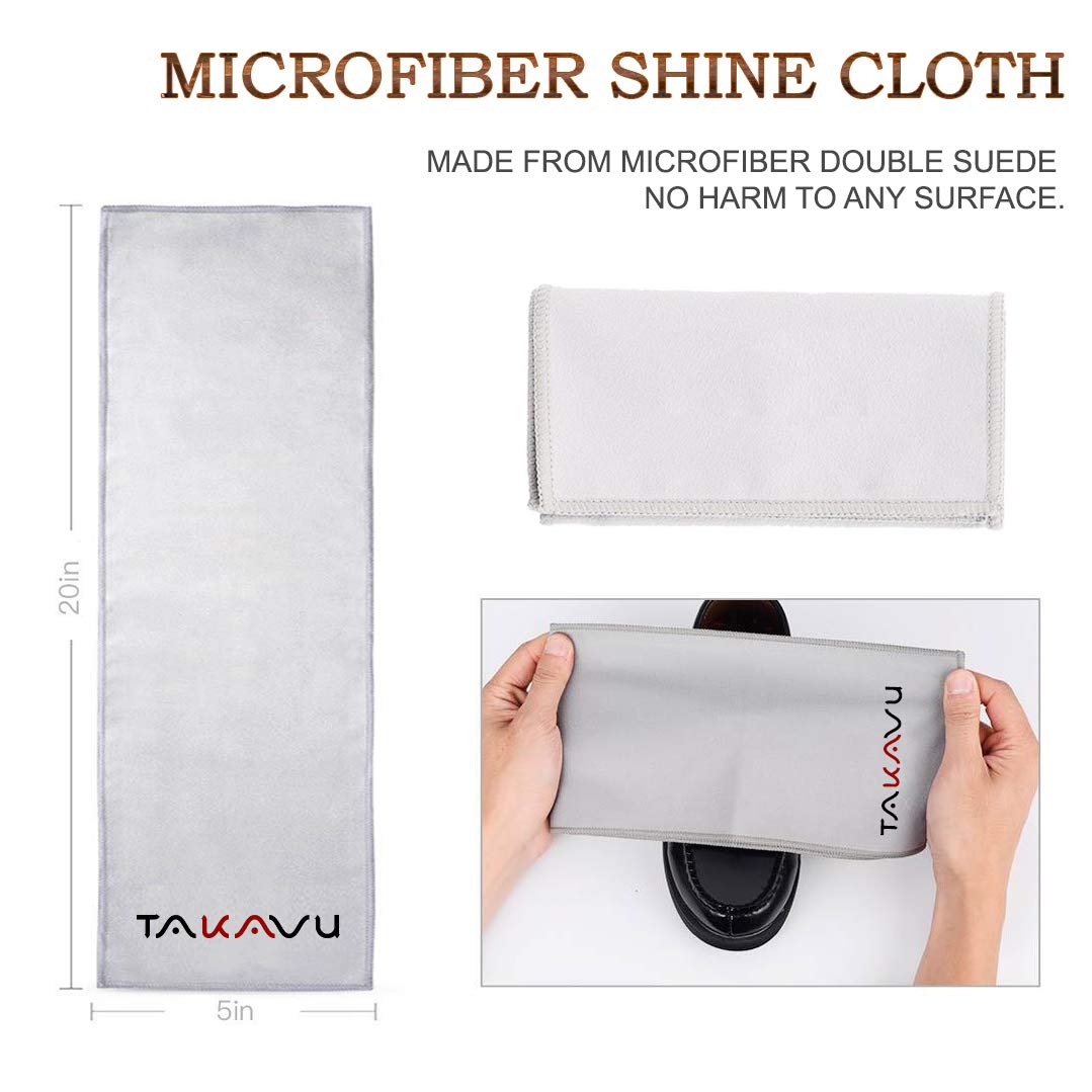 TAKAVU Shoe Shine Brushes Kit (4PCS) - 100% Soft Horseh