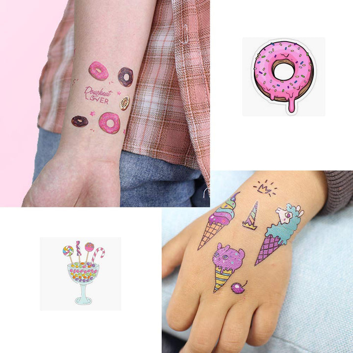 Ice Cream Temporary Tattoos for Kids 180PCS - Ice Cream, Lollies, Cookie, Cake Tattoo Stickers - Sweet Summer Tattoos Sticker for Girl Birthday Party Decorations Supplies Favors(17 Sheets)