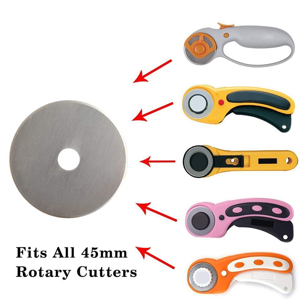 Rotary Cutter Blades 45mm 10 Pack , Fits Fiskars, Olfa, Martelli, Dremel, Truecut, DAFA Rotary Cutter Replacement for Quilting Scrapbooking Sewing Arts &amp;Crafts, Sharp and Durable