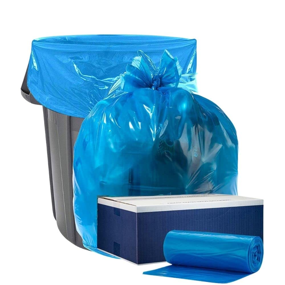 Blue Recyling Bags 38x55 55 Gallon 100/Case 1.2 Mil H-RBL55