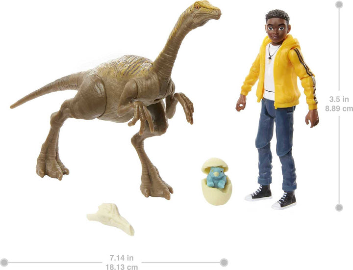Jurassic World Toys Camp Cretaceous Darius and Gallimimus Human and Dino Pack with 2 Action Figures and 2 Accessories, Toy Gift Set and Collectible for Dinosaur Fans