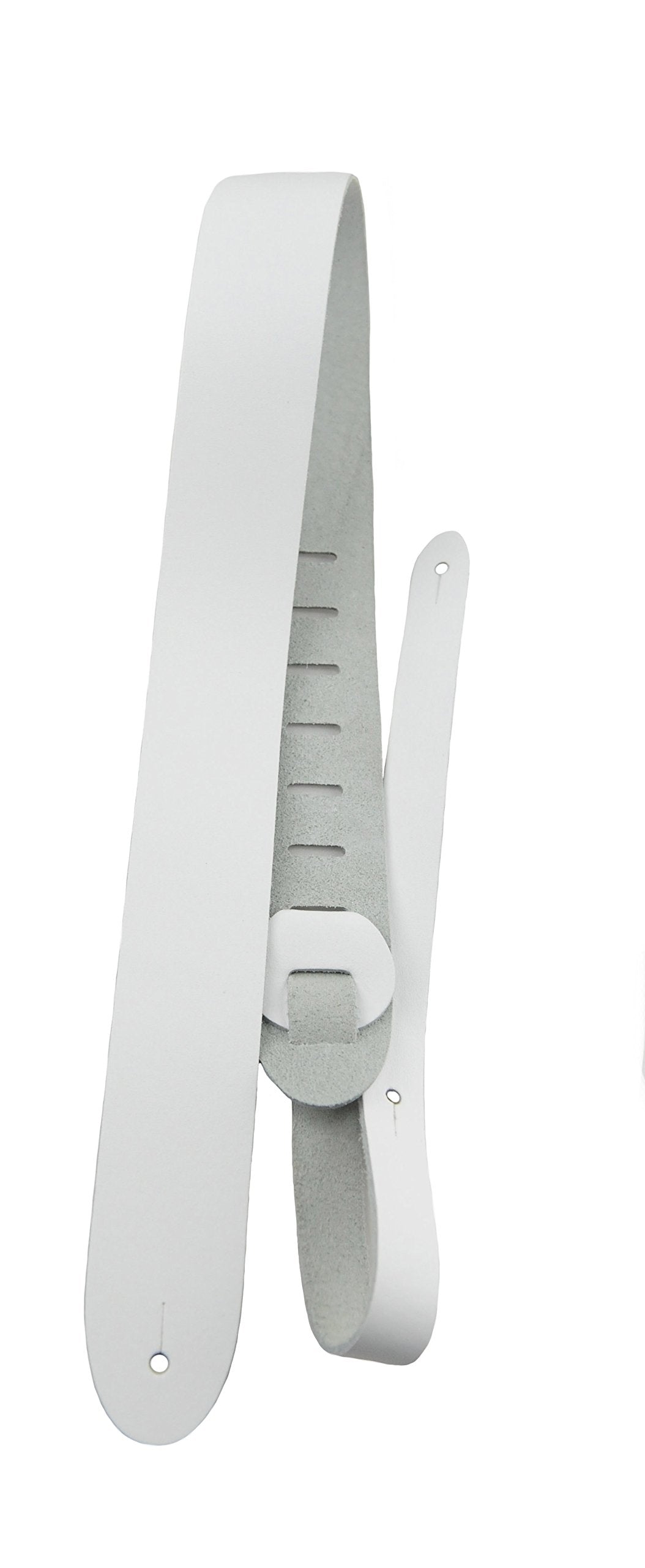 Perri&#39;s Leathers Ltd. - Basic Leather Guitar Strap - Adjustable Strap From 41 to 56 for Electric, Acoustic, Bass Guitar - for Kids &amp; Adults - White (B20-2182)