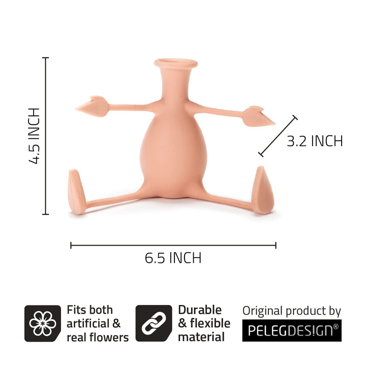 Florino – Friendly Flower Vase Modern Home Décor Vase for Flowers Unique Gifts by Peleg Design (Peach)