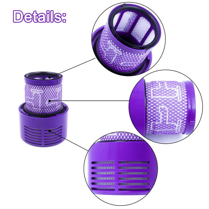3 Pack HEPA V10 Filters Compatible with Dyson V10 Cyclone Series, V10 Absolute, V10 Animal, V10 Total Clean, V10 Motorhead, SV12, Part No. 969082-01, Washable and Reusable