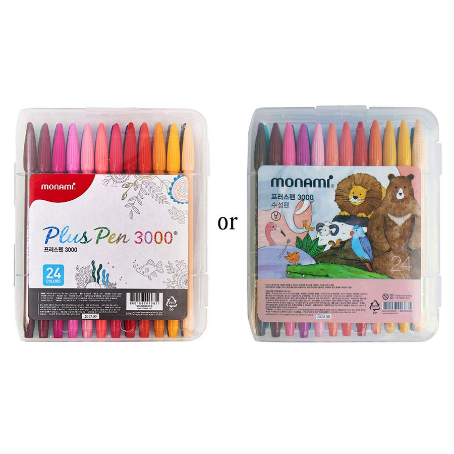 Plus Pen 3000 Felt Tip Pens, Fine Point (0.4mm), Coloring/Drawing/Journaling, Assorted Colors, 24-Pack