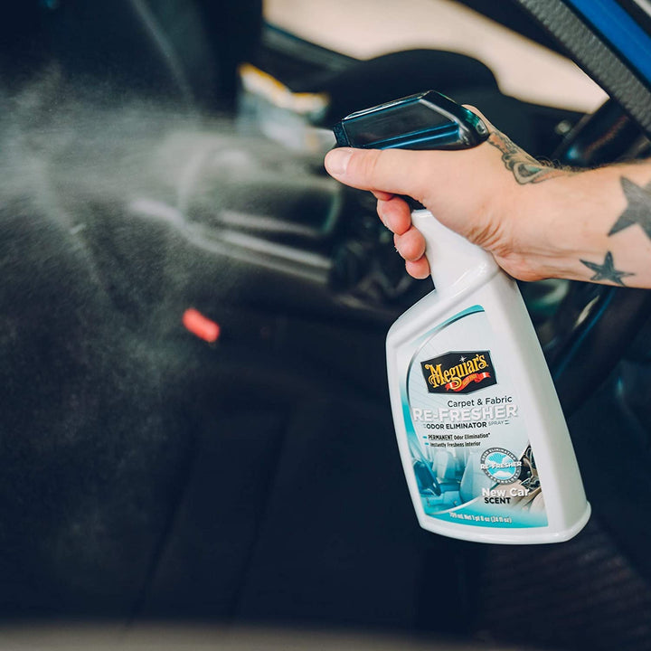 Meguiar’s Carpet &amp; Cloth Re-Fresher Odor Eliminator Spray - Interior Fabric Odor Eliminator - Permanently Eliminates Odors &amp; Freshens Fabrics in your Car, Easy to Use Trigger Spray, 24 Oz
