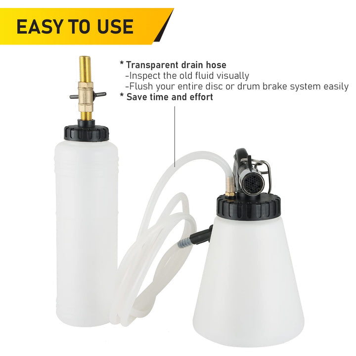 Pneumatic Vacuum Brake and Clutch Fluid Bleeder Tool Kit | Car Truck Motorcycle Brake Oil Change Set with Extractor and Refill Bottle Brake Bleeder Pump Brake Fluid Bleeder Kit