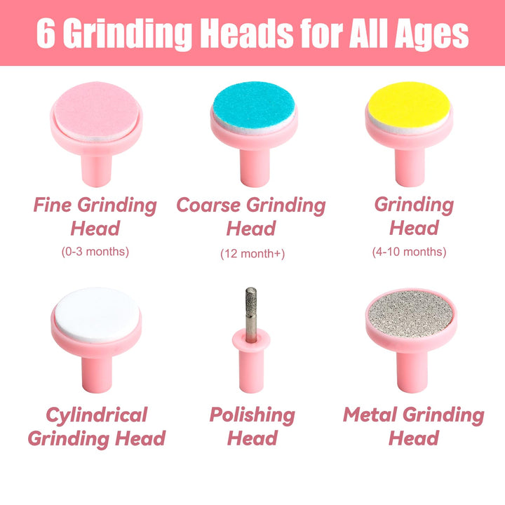 b&amp;k Glopole Baby Nail Trimmer File with Light Battery Operated Safe Electric Nail Clippers Kit (AA) - Pink