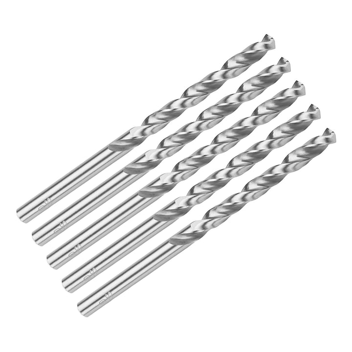 5pcs Twist Drill Bit, 5mm HSS-6542 Straight Shank Drill Bit- 135° Tip, for Metal, Steel, Wood, Plastic, Copper, Aluminum Alloy, Stainless Steel Silver