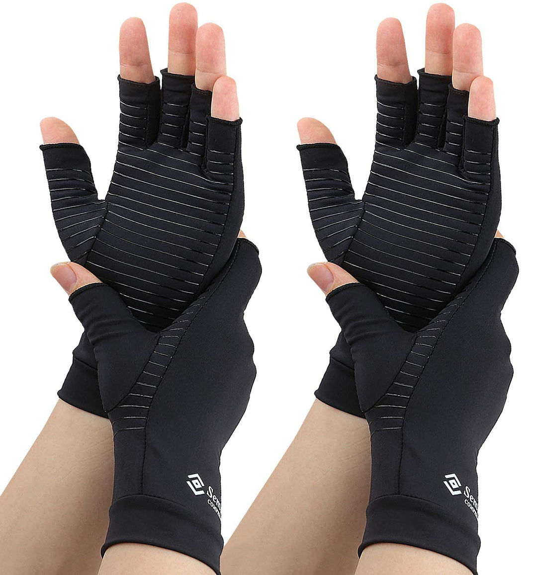 Semikk 2 Pair Compression Gloves for Women Men, Copper 