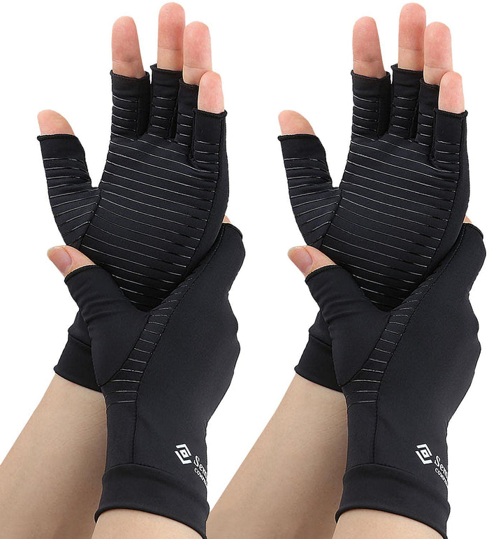 Semikk 2 Pair Compression Gloves for Women Men, Copper 