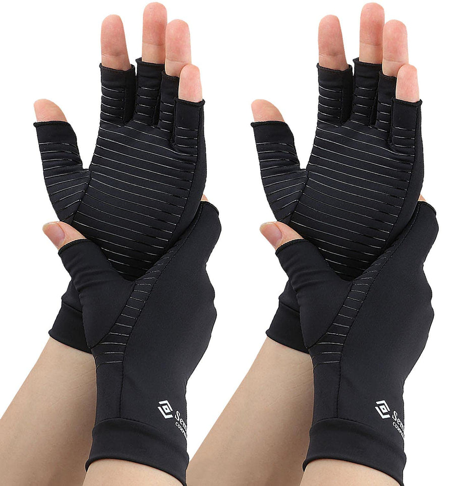 Semikk 2 Pair Compression Gloves for Women Men, Copper 