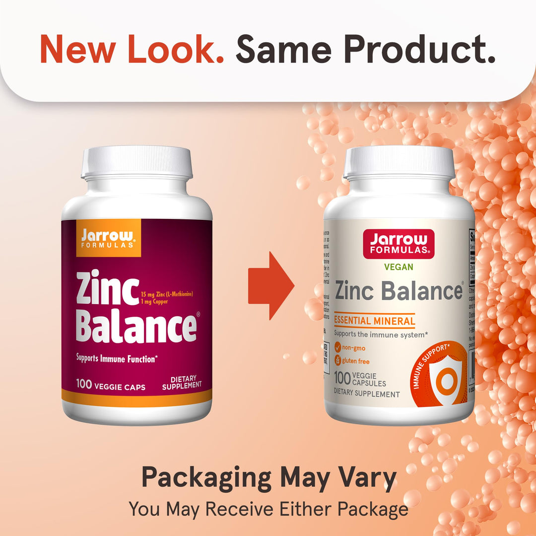 Zinc Balance 15 mg - 100 Servings (Veggie Caps) - Includes Copper - Essential Mineral for Immune System Support - Immune Support Supplement - Gluten Free Zinc Copper Supplement - Vegan