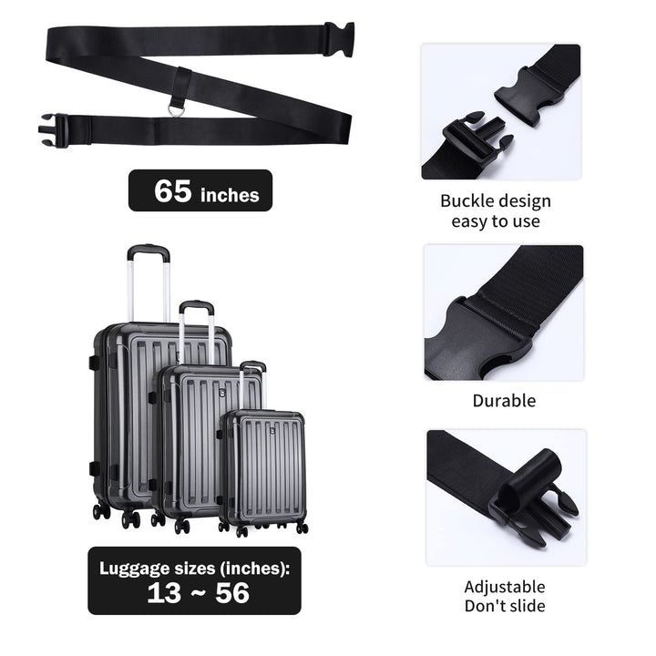 Car Seat Travel Belt,Car Seat Luggage Strap,Converts Car Seat and Luggage Into a Car Seat Stroller—Reduces Weight,Includes a Luggage Tag (Black)