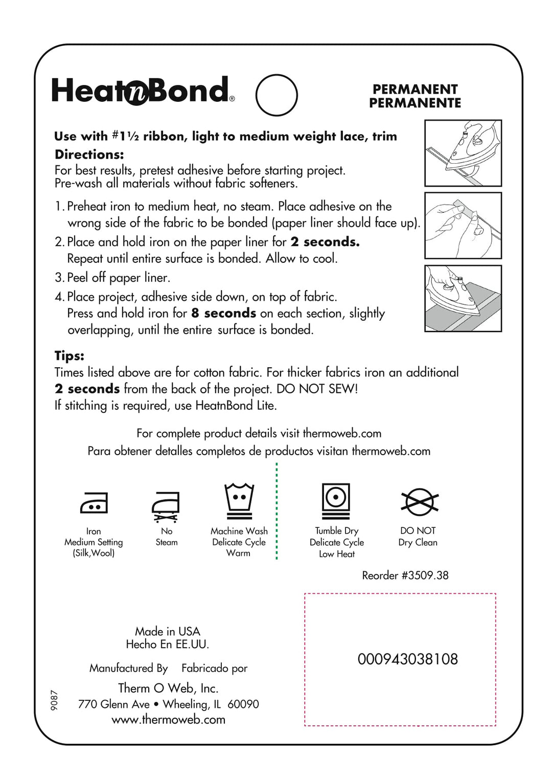 UltraHold Iron-On Adhesive, 3/8 Inch x 10 Yards