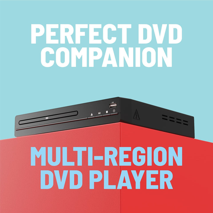 DVD100 DVD Player for TV | Multi Region HD 1080P DVD Player | HDMI or RCA AV Cable TV Connection | USB MP3 and CD Playback I Slim Design I Easy Controls Remote Controlled DVD Player