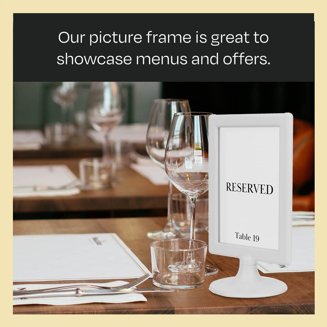 Double Sided Standing Picture Frames - (White, 4 count) 4x6 Inch Pedestal Photo Frame with Inserts and Base - 2 Sided Frame for Vertical Display