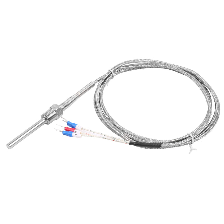 Waterproof RTD PT100 Temperature Sensor - Stainless Steel 3 Wire Thermistor Probe for PID Temperature Controller NPT 1/4 Inch Pipe Thread with Insulation Lead Shield Wire -50~500 with 2m Wire