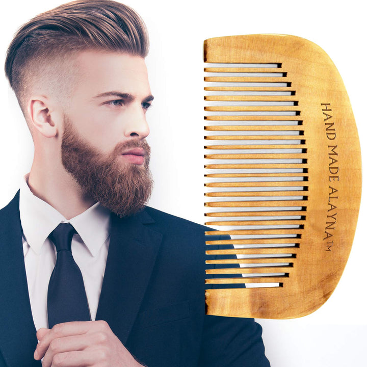 Hand Crafted Wooden Beard and Mustache Comb- Ideal for Applying Beard Oil