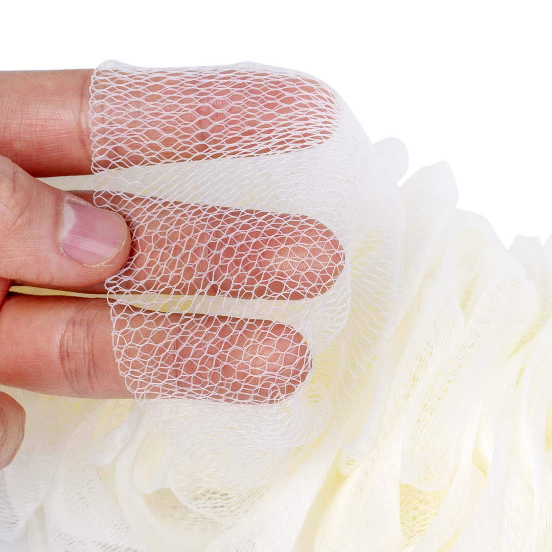 Body Bath Brush, Long Handle Nylon Mesh Shower Brush Back Scrubber for Men and Women (White)