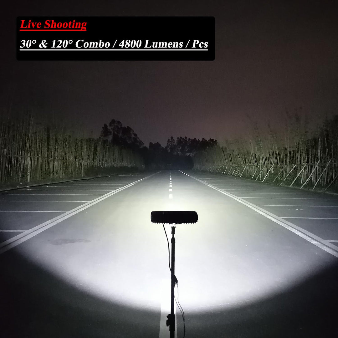 Waterproof Led Boat Lights, 6.5inch White Spreader and Deck Marine Lights, 2 pc 80W 7200LMS 30° &amp; 90° Combo LED Flood Light, 12/24V Mini Led Light Bar for Boat Truck Off Road