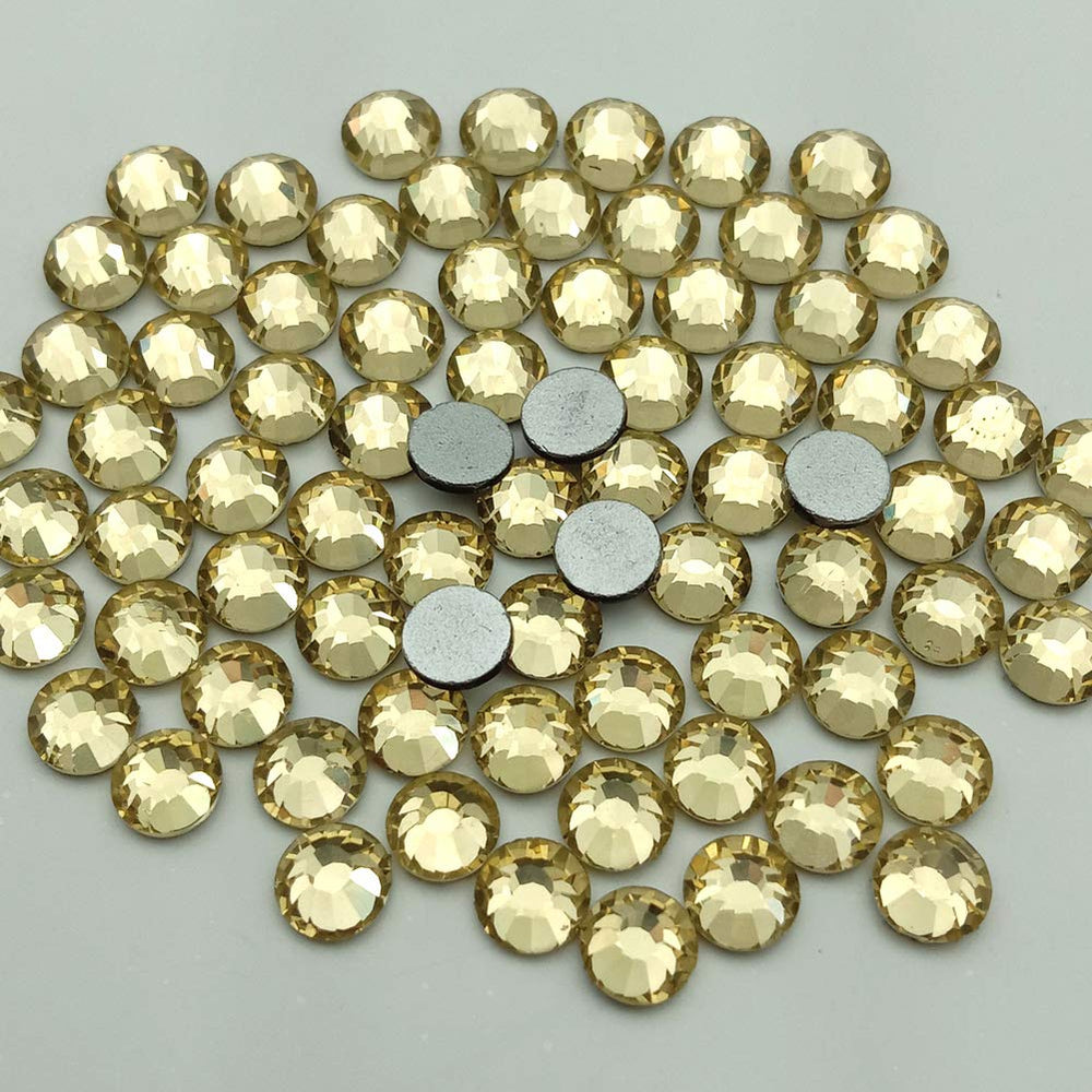 Glass Crystal Flatback Rhinestones for Nail Art and Craft, Round Stone Gems Sparkly Diamond (SS16 1440pcs, Jonquil)