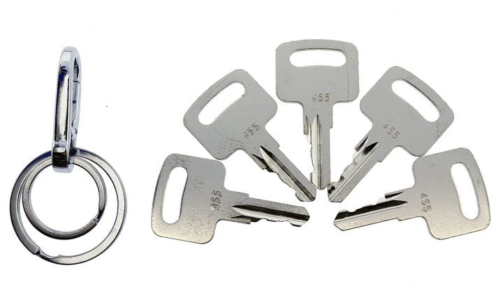 (5) Ignition Keys 455 with a Nice Keychain for Scissor Lift Boom Lifts Genie Skyjack Terex Snorkel Manlift Upright