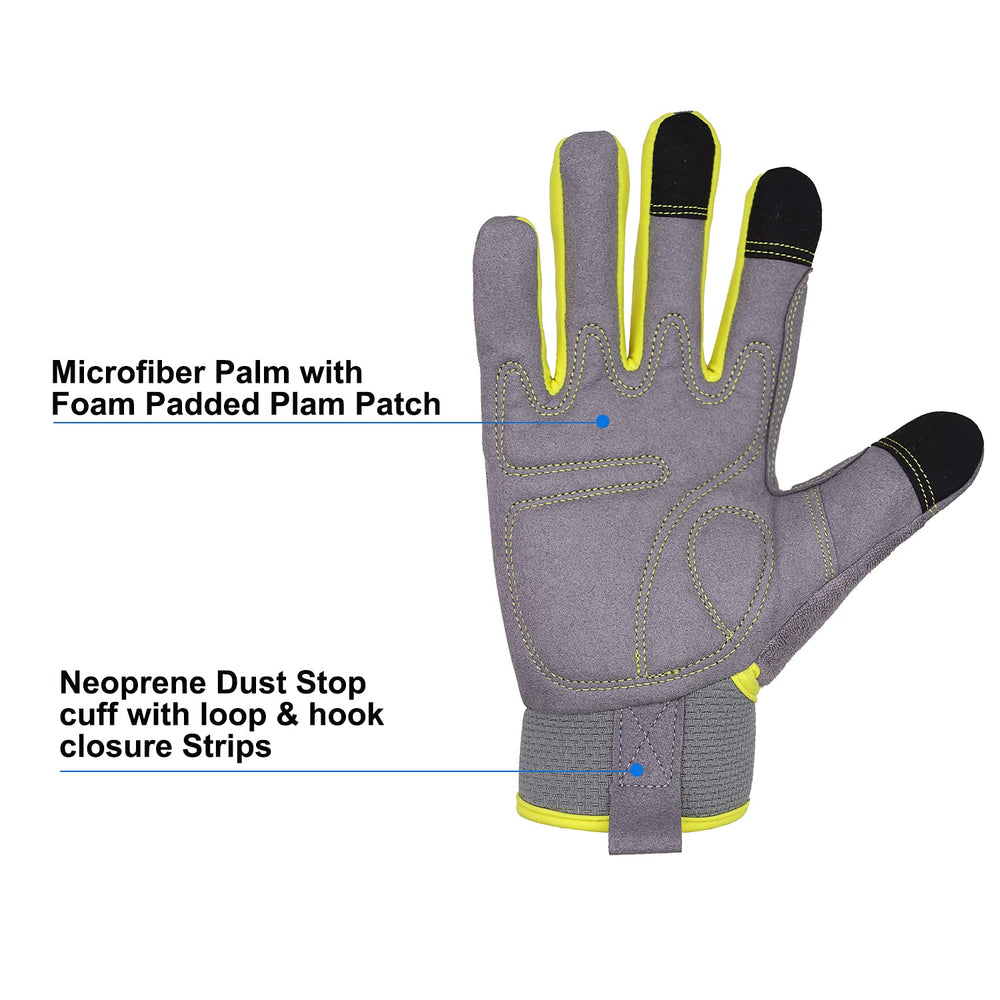 Safety Work Gloves for Men&Women Utility Gloves Mechanic Driver Gardening Gloves Touchscreen (Medium, Yellow)