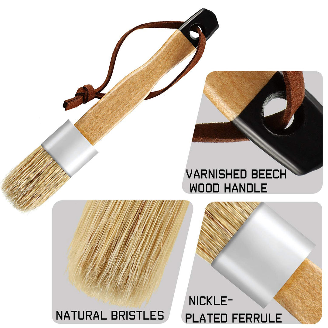 3 Pcs Chalk Paint Brushes Oval Paint Brush Chalk Paint Wax Brushes Bristle Paint Brushes for Furniture Stencils Home Decor, Including Flat Pointed and Round Chalk Paint Brushes
