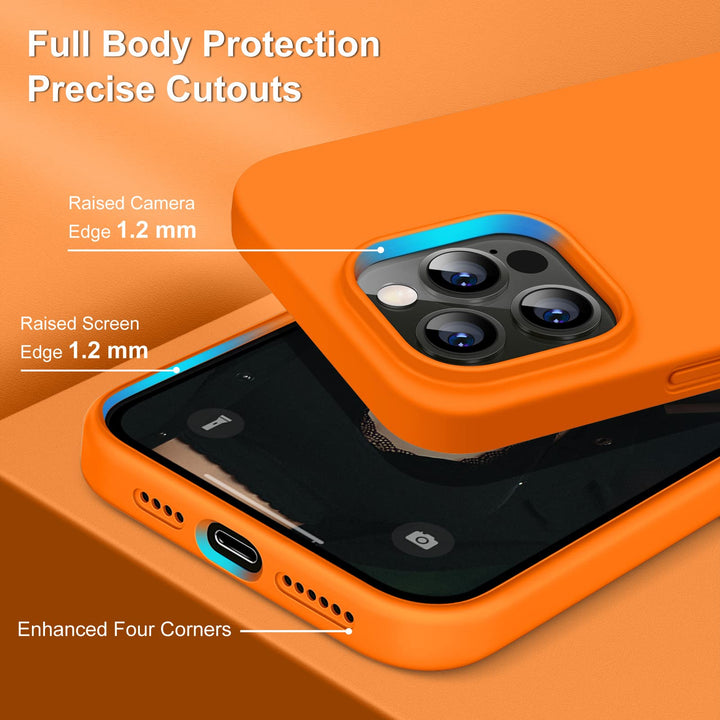 Compatible with iPhone 14 Pro Max Case, Ultra Slim Soft Premium Liquid Silicone [Military Grade Drop Protection] Full-Body Protective Bumper Phone Case for iPhone 14 Pro Max 6.7(2022)- Orange