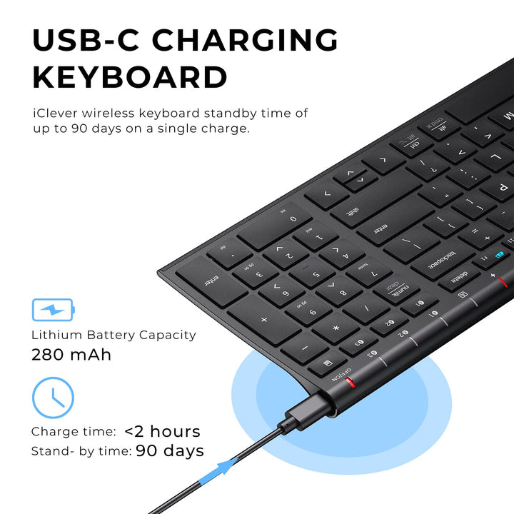 iClever BK10 Bluetooth Keyboard, Wireless Bluetooth Key