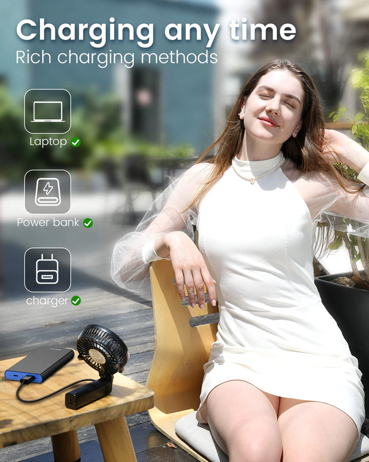 Mini Handheld Fan, Portable Fan Small USB Desk Fan Personal Hand Fan 3 Speed 10H Working Hours Rechargeable Battery Cooling Folding Fan for Travel Outdoor Office Household