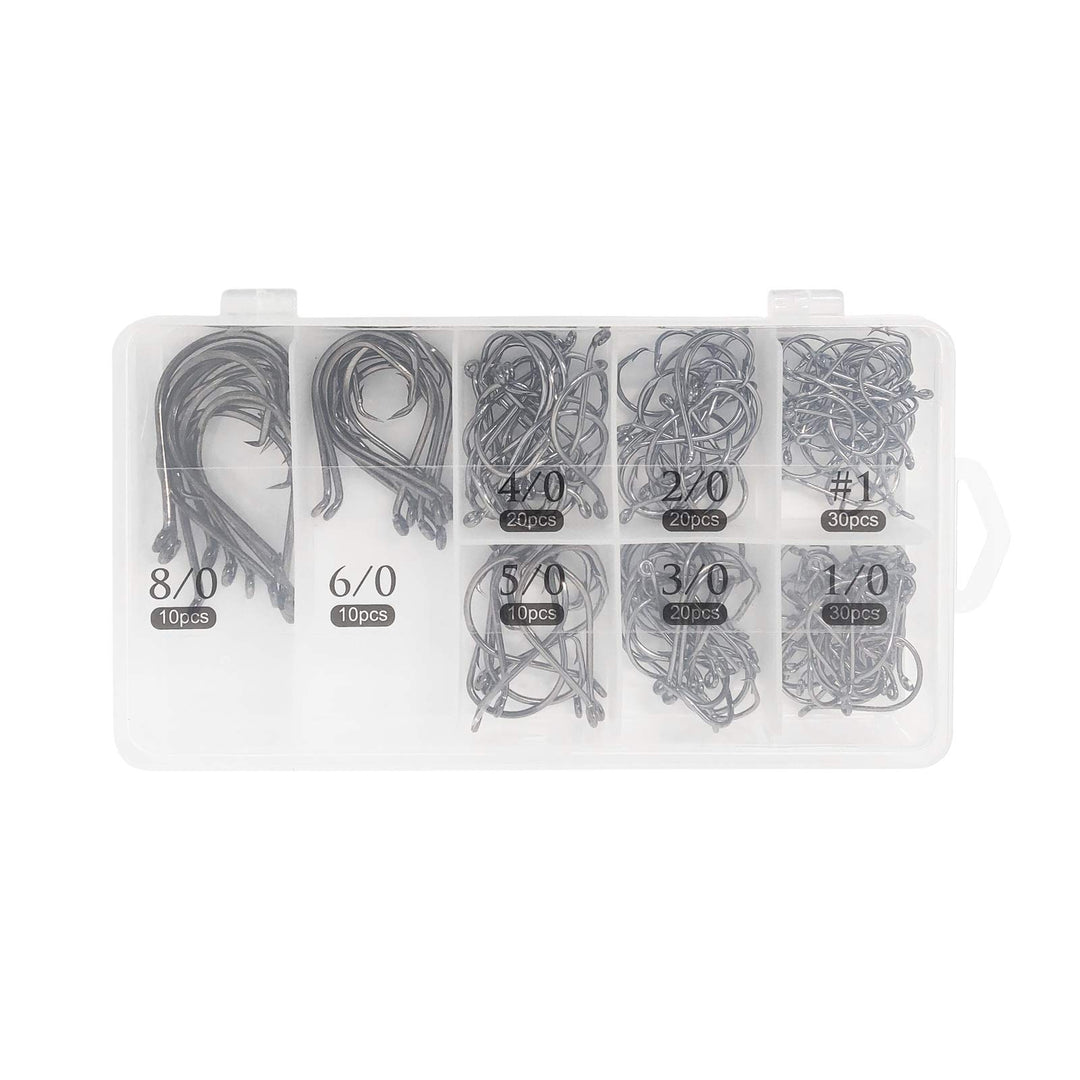 150PCS Circle Hooks, Strong High Carbon Steel Fresh and Saltwater Fishing Hooks, Variety of Different Sizes Circle Hook - Size:#1 1/0 2/0 3/0 4/0 5/0 6/0 8/0