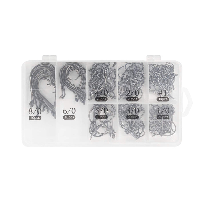 150PCS Circle Hooks, Strong High Carbon Steel Fresh and Saltwater Fishing Hooks, Variety of Different Sizes Circle Hook - Size:#1 1/0 2/0 3/0 4/0 5/0 6/0 8/0