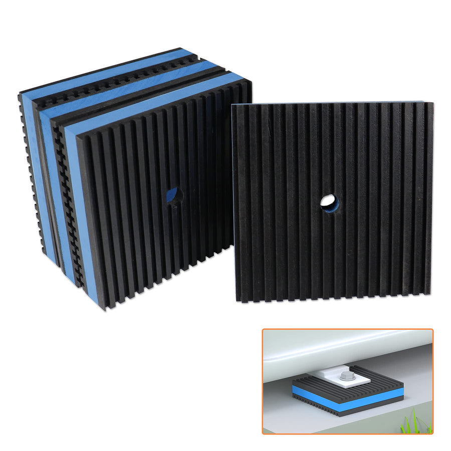 Rubber Anti-Vibration Pad, 4 x 4 x 7/8 Heavy Duty Ribbed Rubber with Blue EVA Center Isolation Pads for HVAC, Air Compressor, Treadmill, Washer and Dryer, Air Conditioner Units, Pack of 4