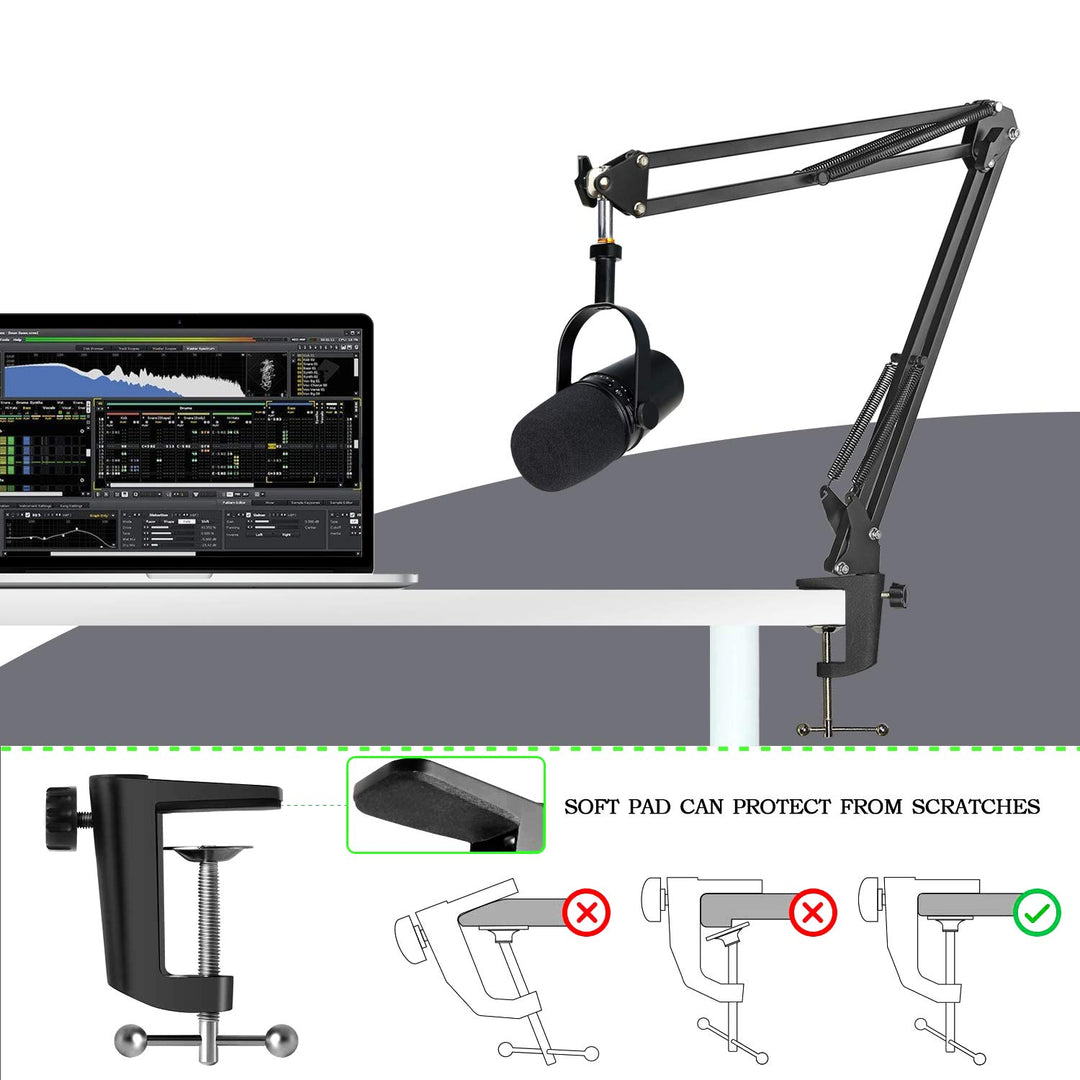 MV7 MV7X MV7+ Boom Arm - Mic Arm with Foam Cover Windscreen Compatible with Shure MV7 and Shure MV7X and Shure MV7+ Microphone with Pop Filter by YOUSHARES